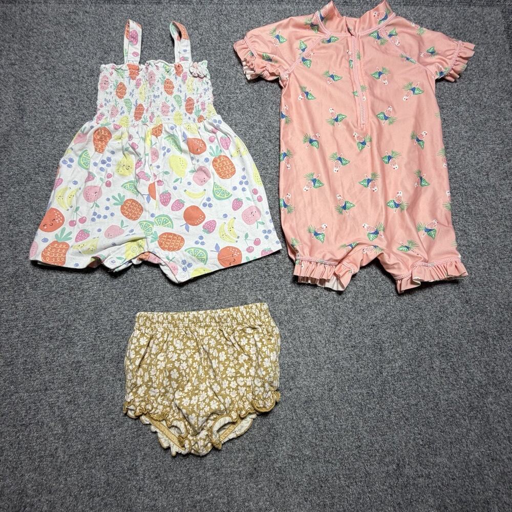 Children’s Clothing Lot (3) Girls Kids (Size 6M-24M) Shorts, Swim Suit, & Shorts